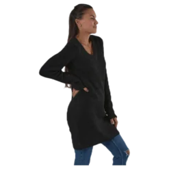 Ellen Ls V-Neck Knit Dress Black