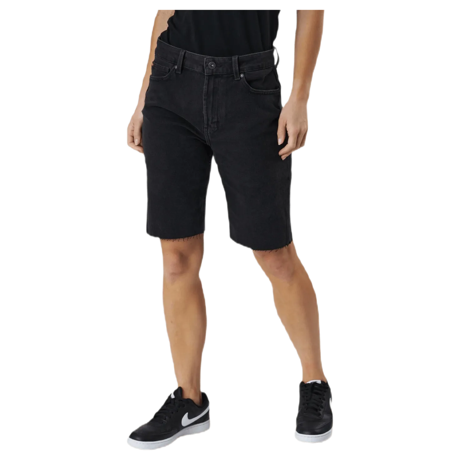 Emily Hw Long Shorts Raw Bb Mas0033 Black