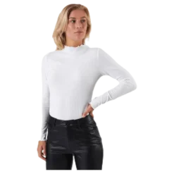 Emma L/S High Neck Top Jrs Beige