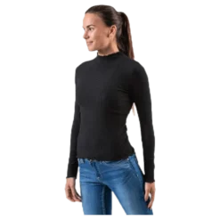 Emma L/S High Neck Top Jrs Black