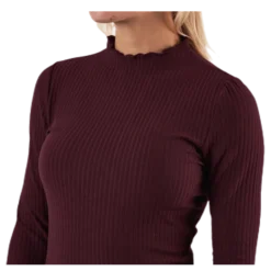 Emma L/S High Neck Top Jrs Brown