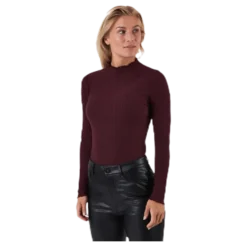 Emma L/S High Neck Top Jrs Brown