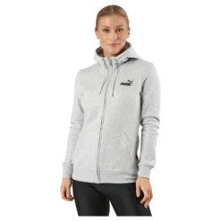 Ess Small Logo Full-zip Hoodie Light Gray Heather