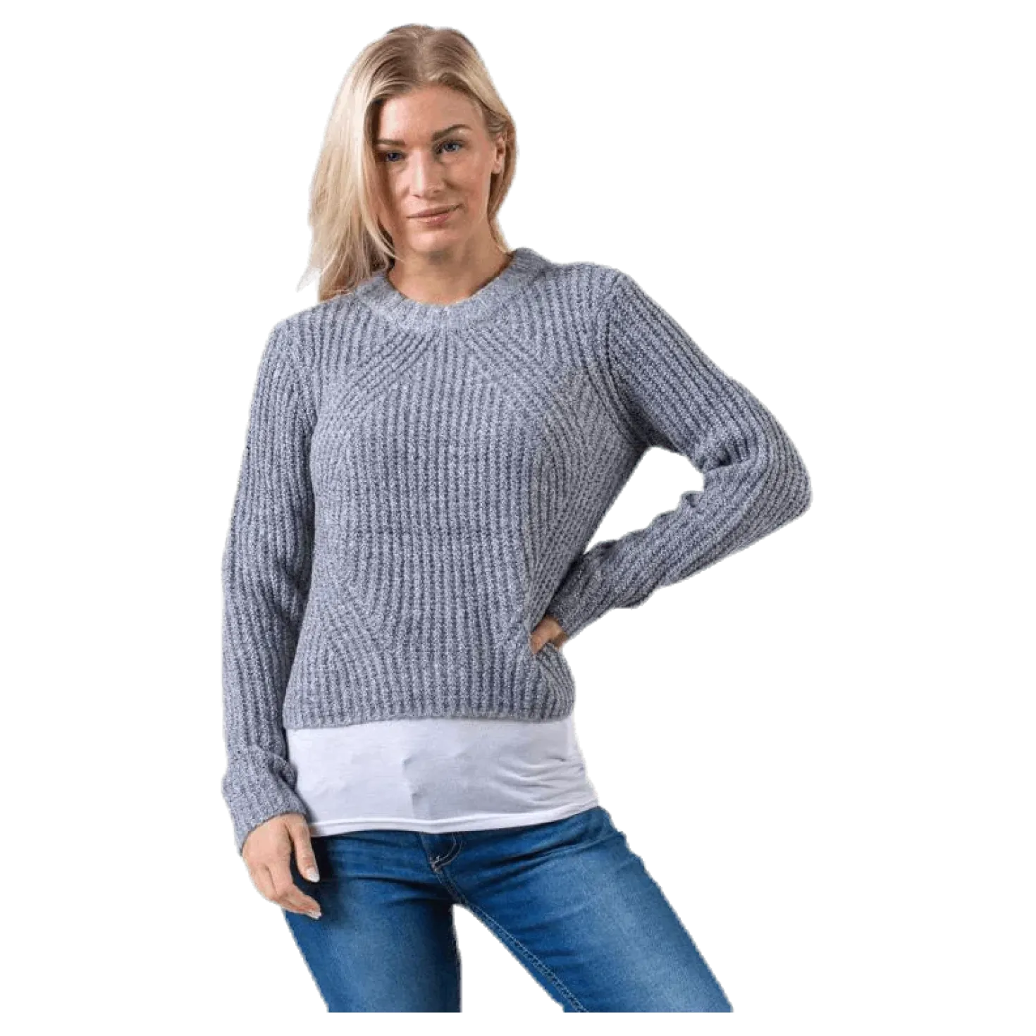 Fiona L/S Pullover Knt Grey