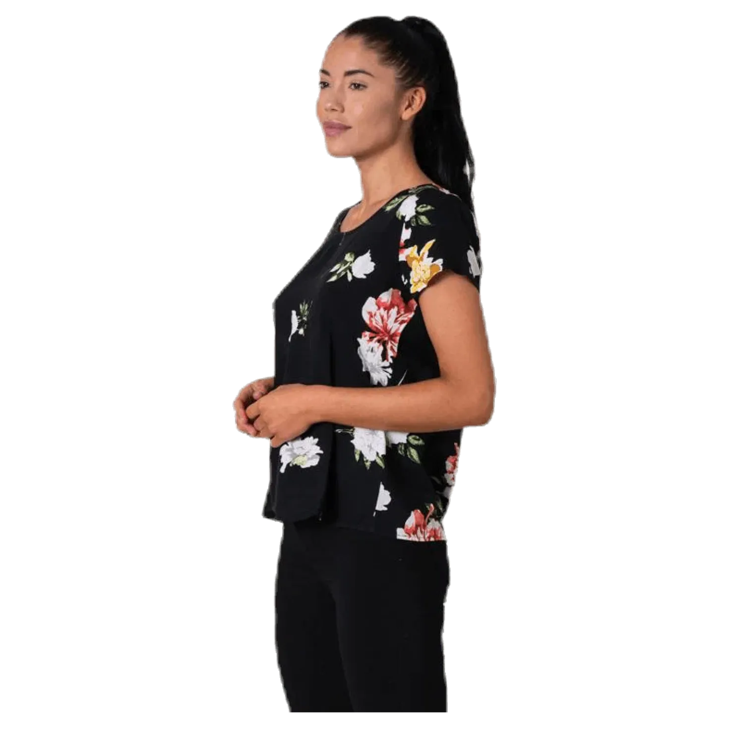 First One Ss Aop Top Black