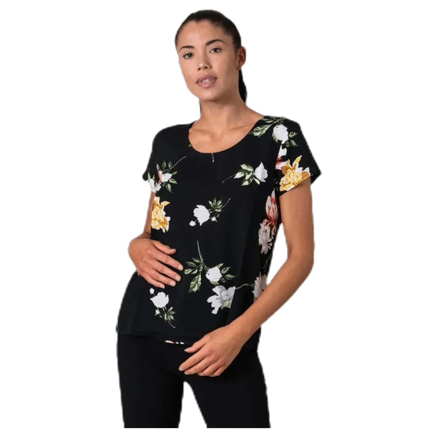 First One Ss Aop Top Black