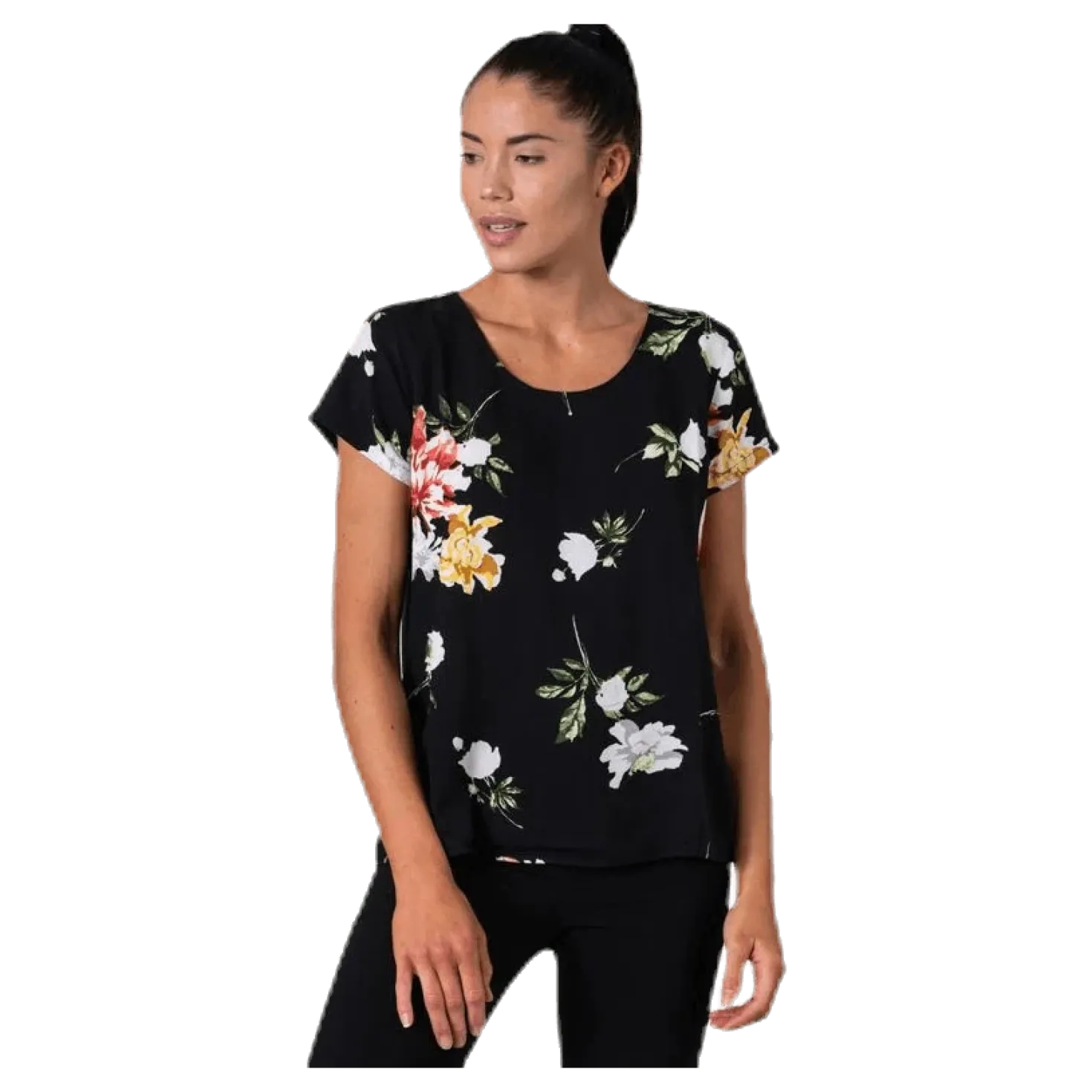 First One Ss Aop Top Black