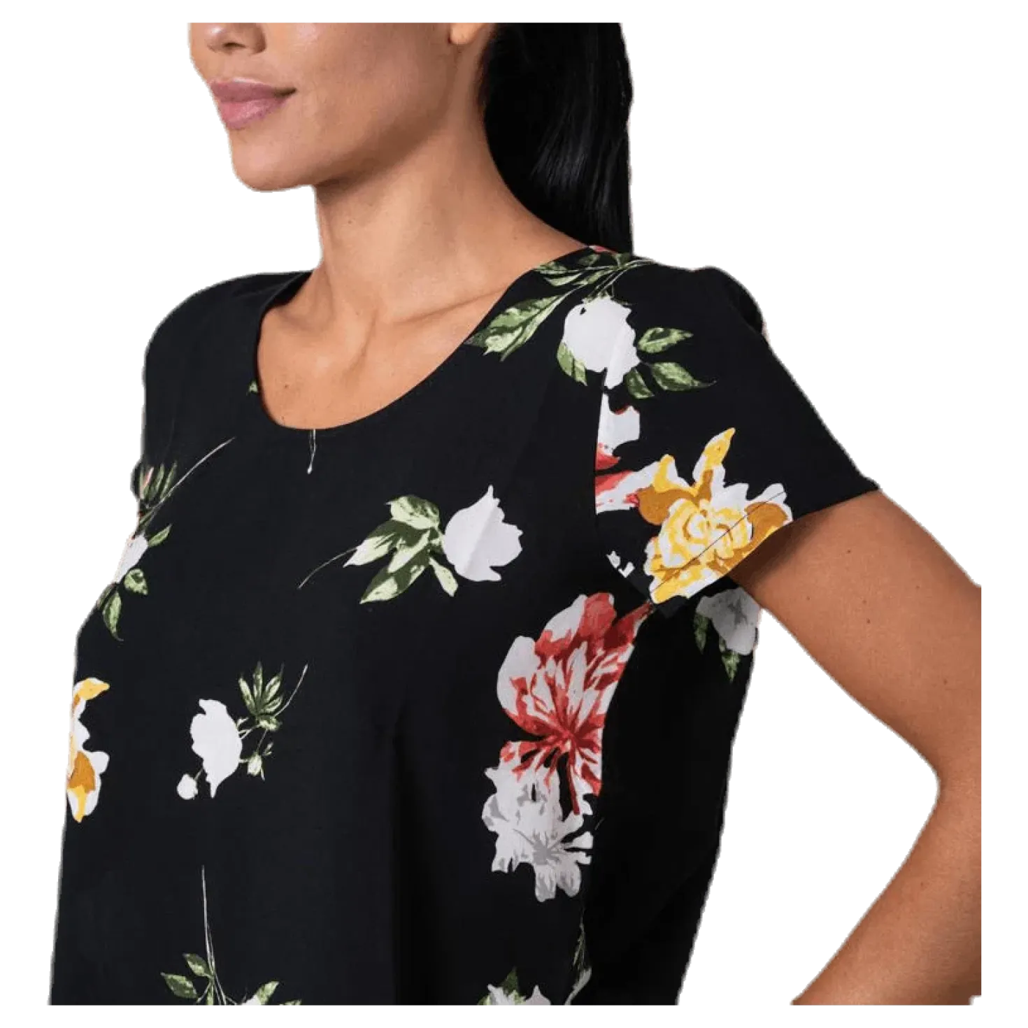 First One Ss Aop Top Black