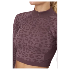 Formknit Seamless Cropped 1/4 Dusty Plum-leopard Print