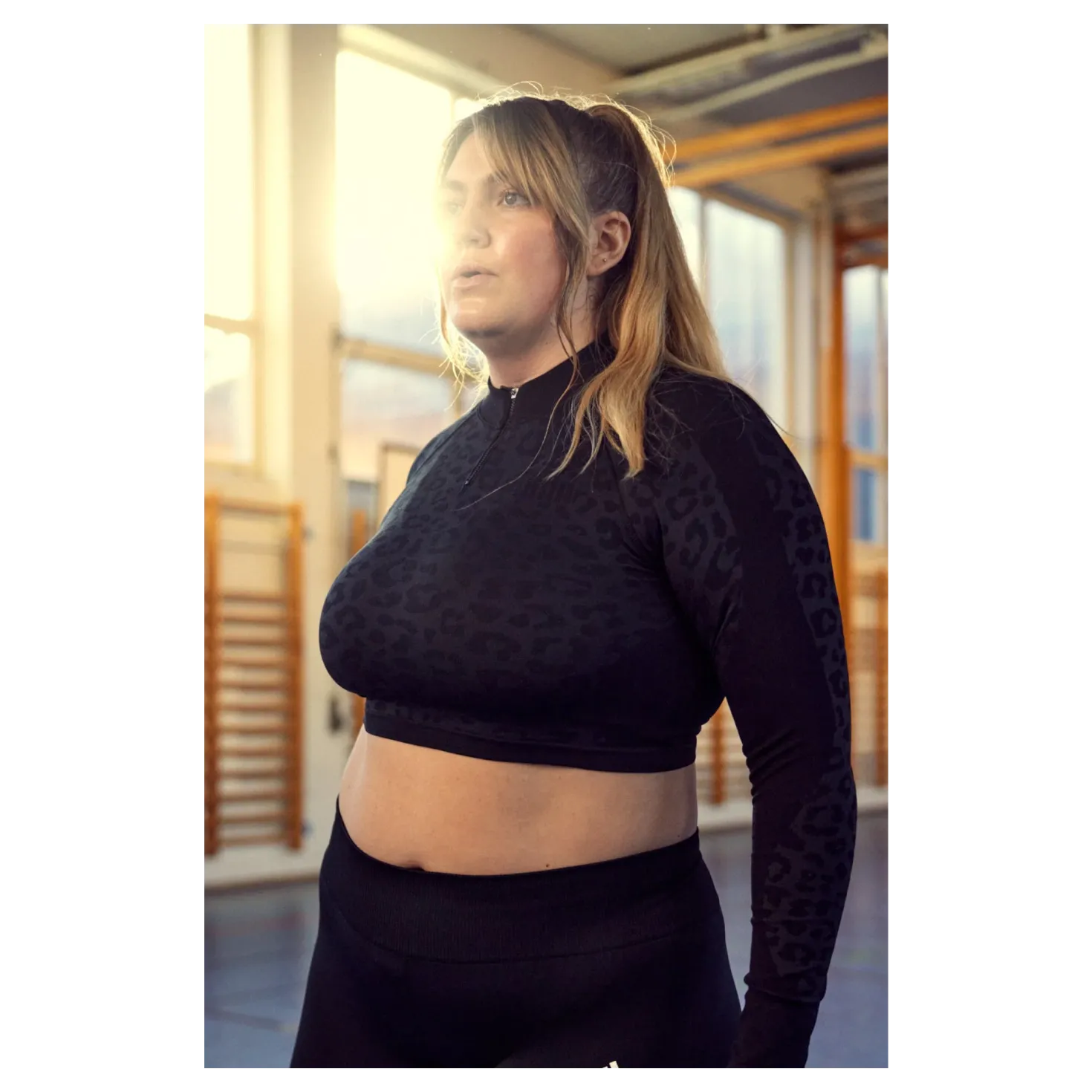 Formknit Seamless Cropped 1/4 Puma Black-leopard Print