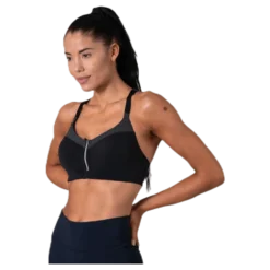 Front Zip Sports Bra Grey