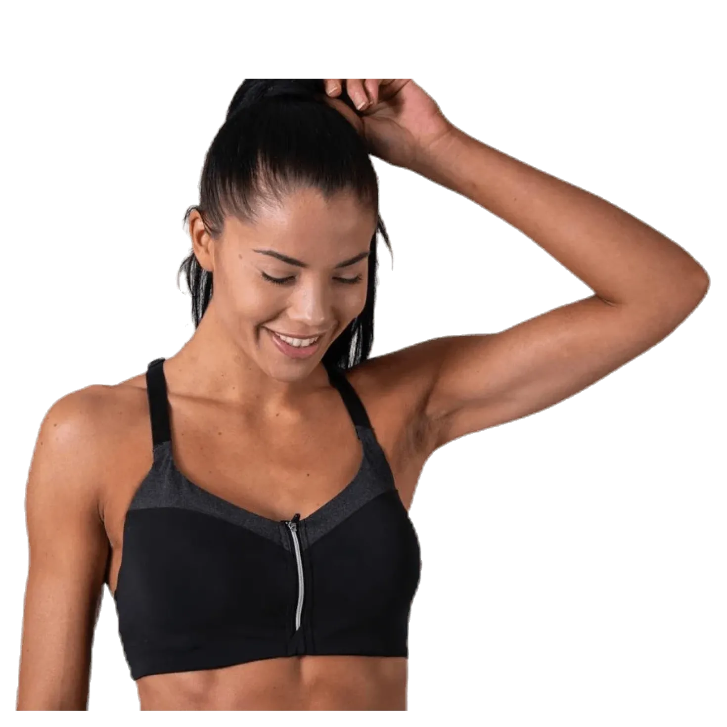 Front Zip Sports Bra Grey