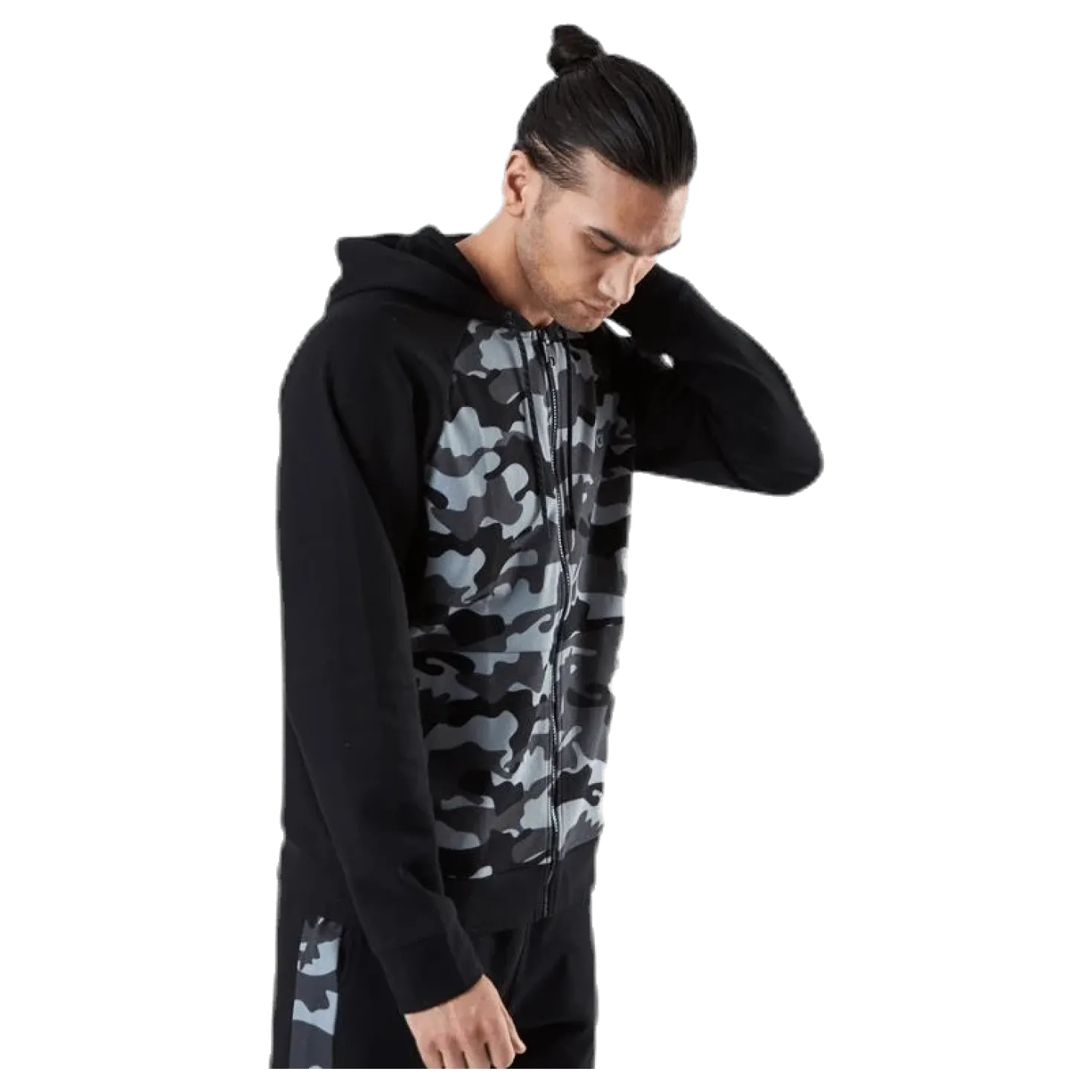 Full Zip Hooded Jacket Patterned/Black