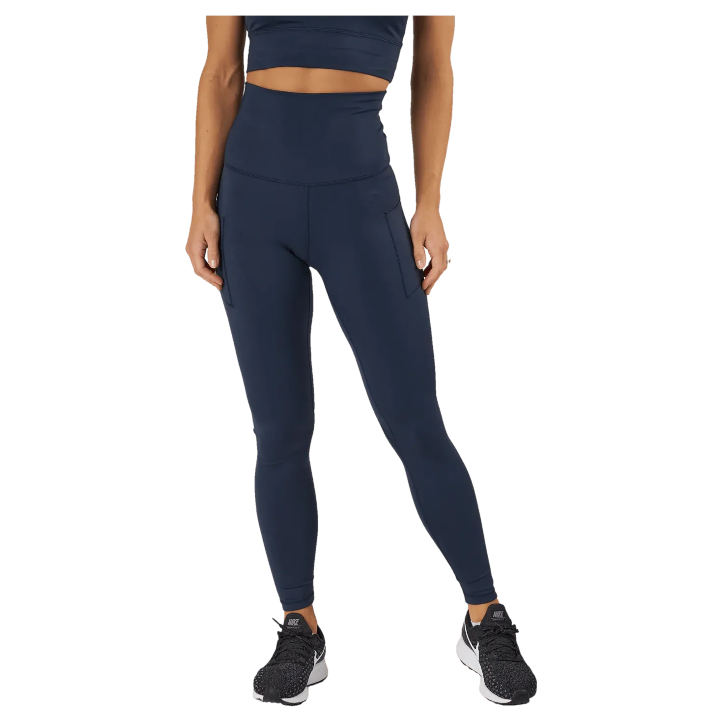 High Waist Tights - Side Pocke Dark Blue