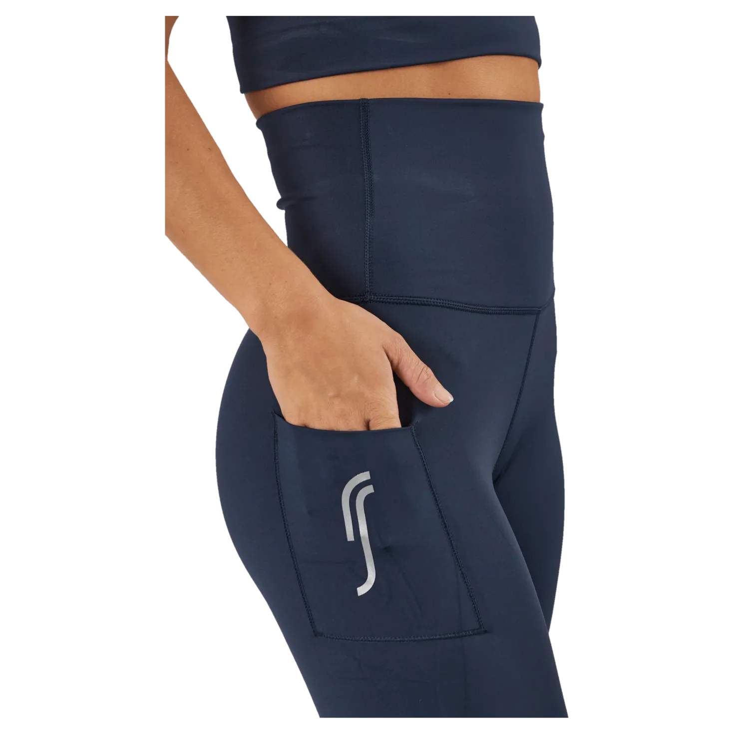 High Waist Tights - Side Pocke Dark Blue