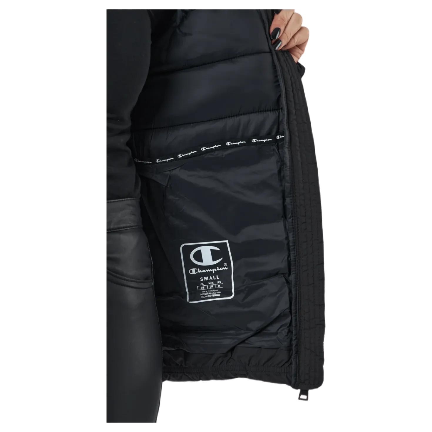 Hooded Polyfilled Jacket Black Beauty