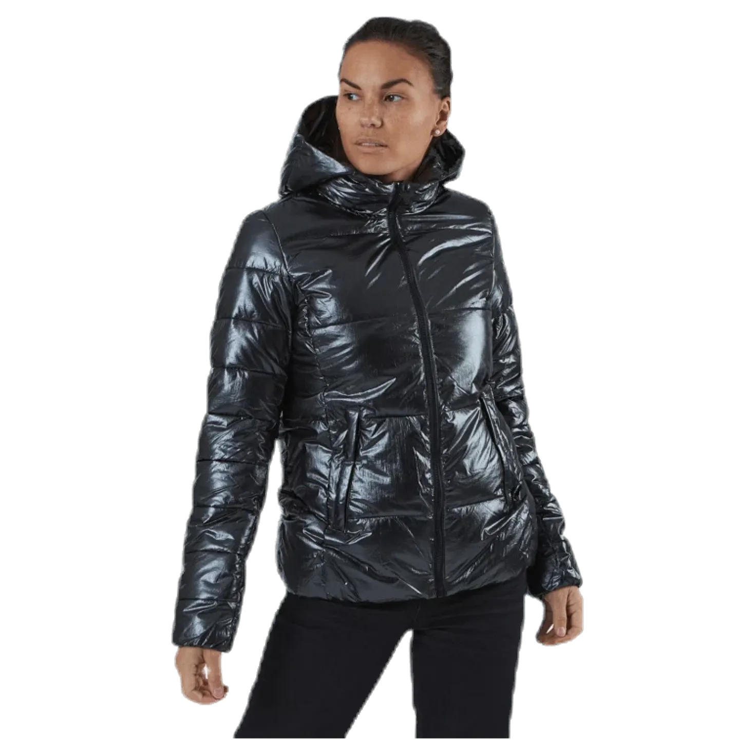Hooded Polyfilled Jacket Black