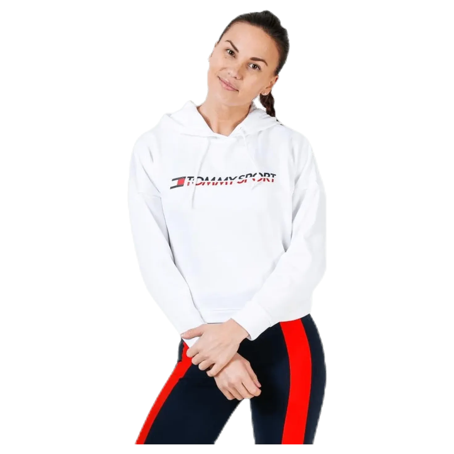 Hoody Cropped Vertical Logo White