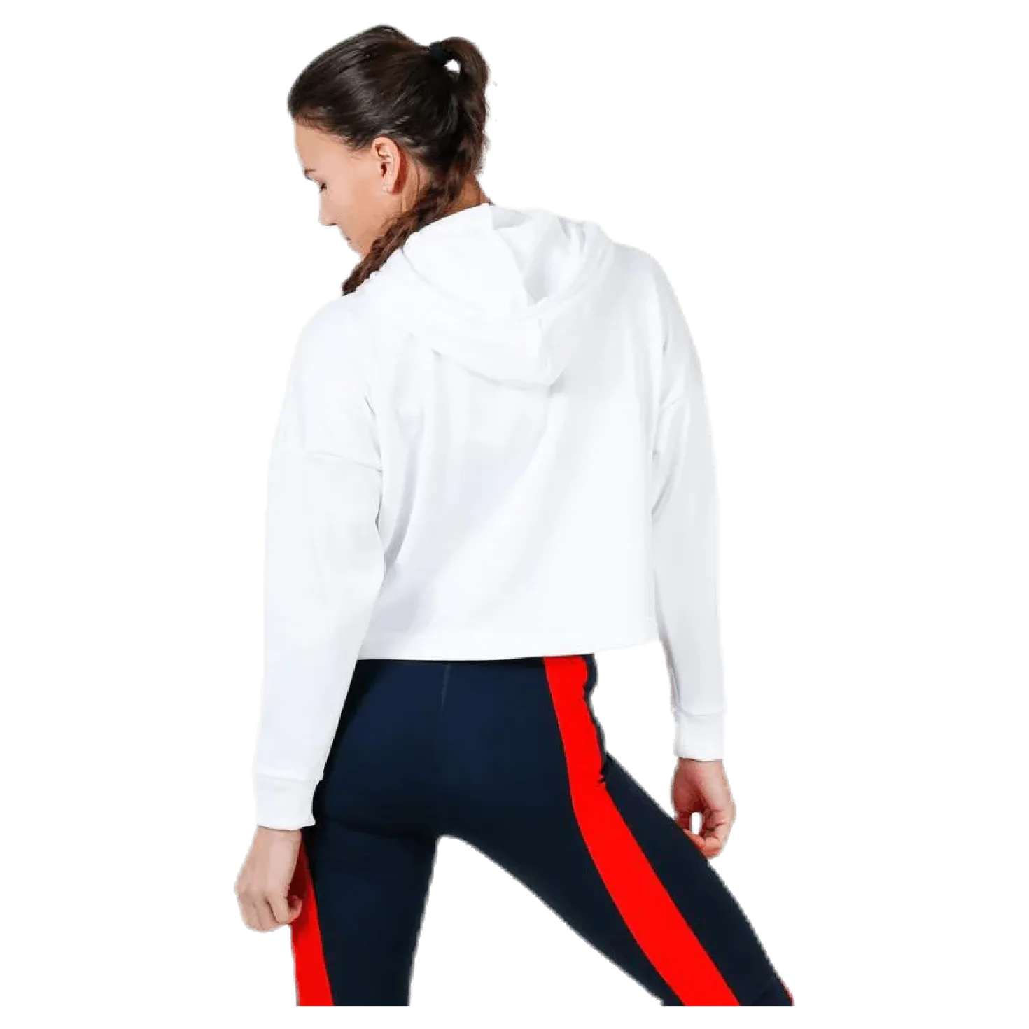 Hoody Cropped Vertical Logo White