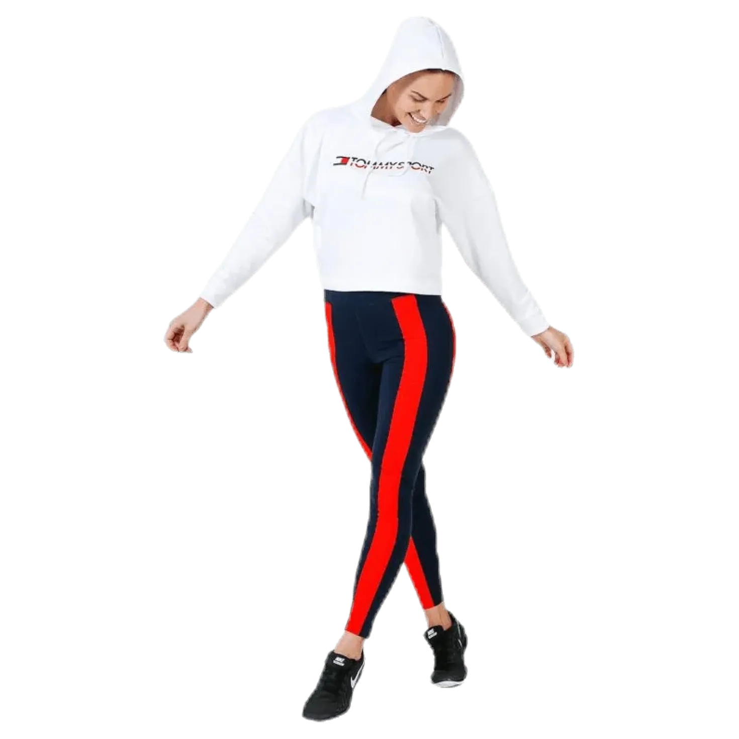 Hoody Cropped Vertical Logo White