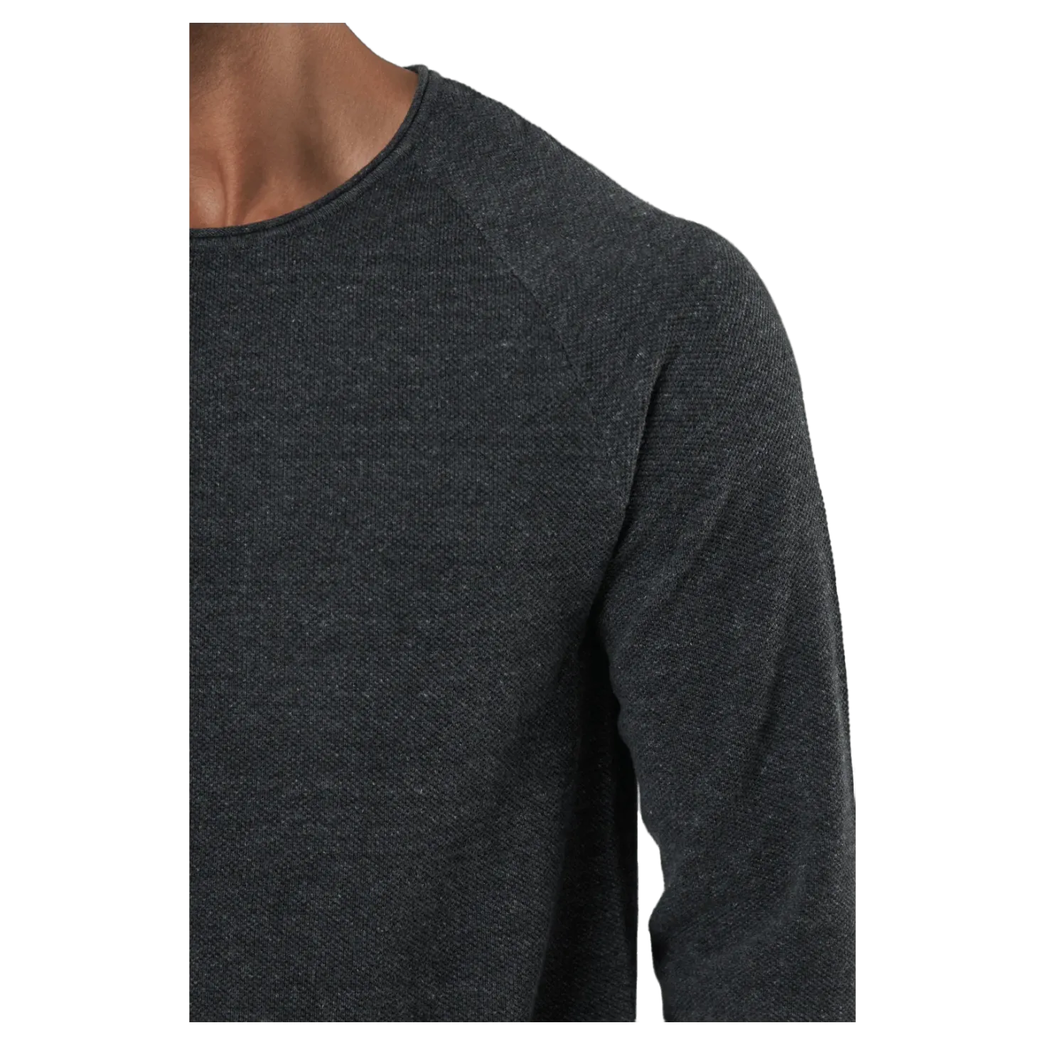Jjehill Knit Crew Neck Dark Grey Melange