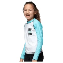Jr UV Shirt LS Turquoise/White