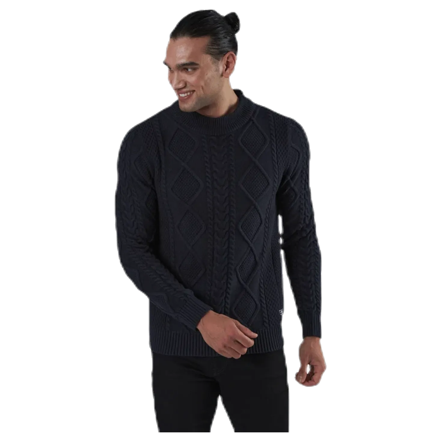 Julian Knit Cable High Neck Blue