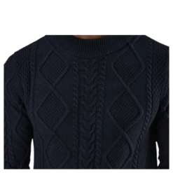 Julian Knit Cable High Neck Blue
