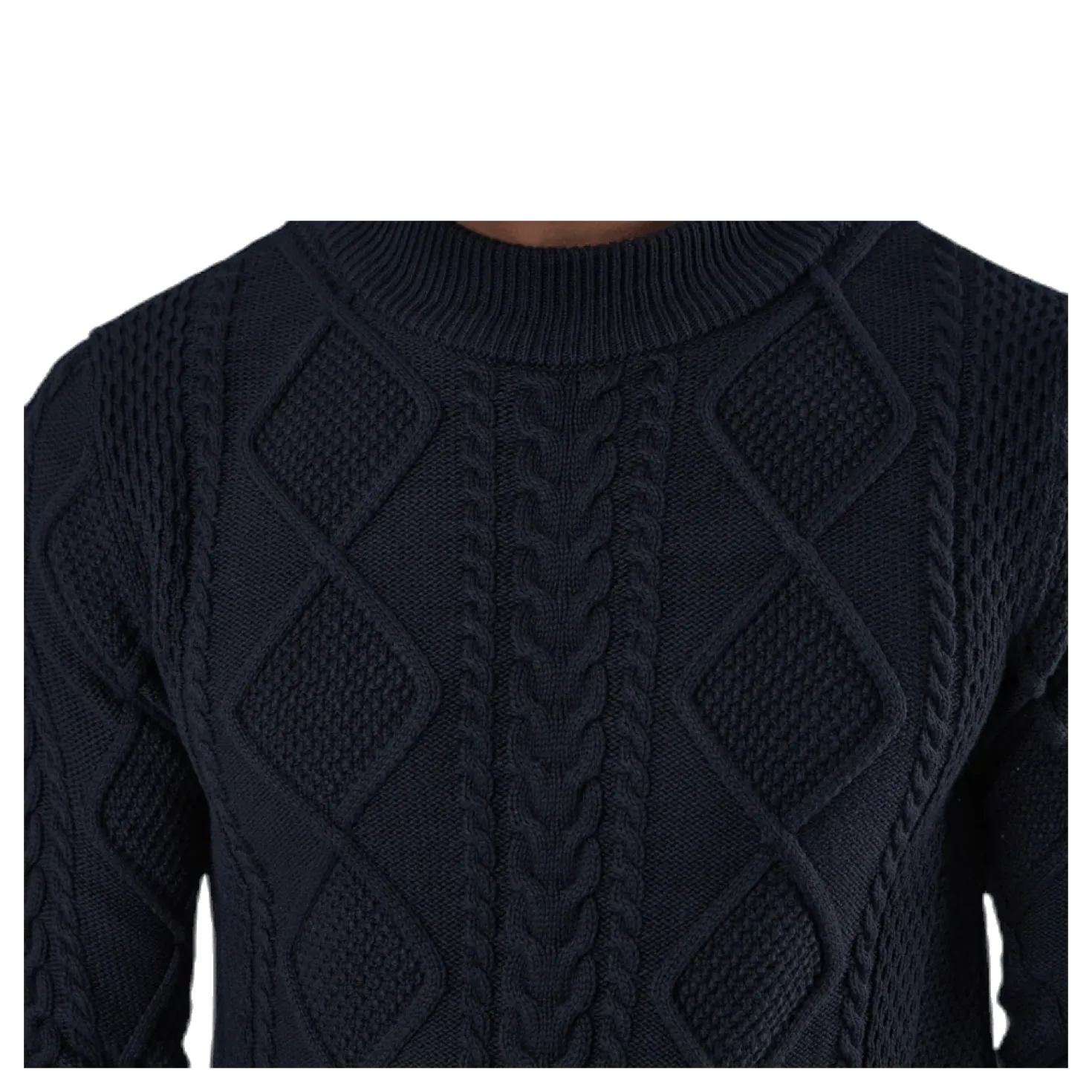 Julian Knit Cable High Neck Blue