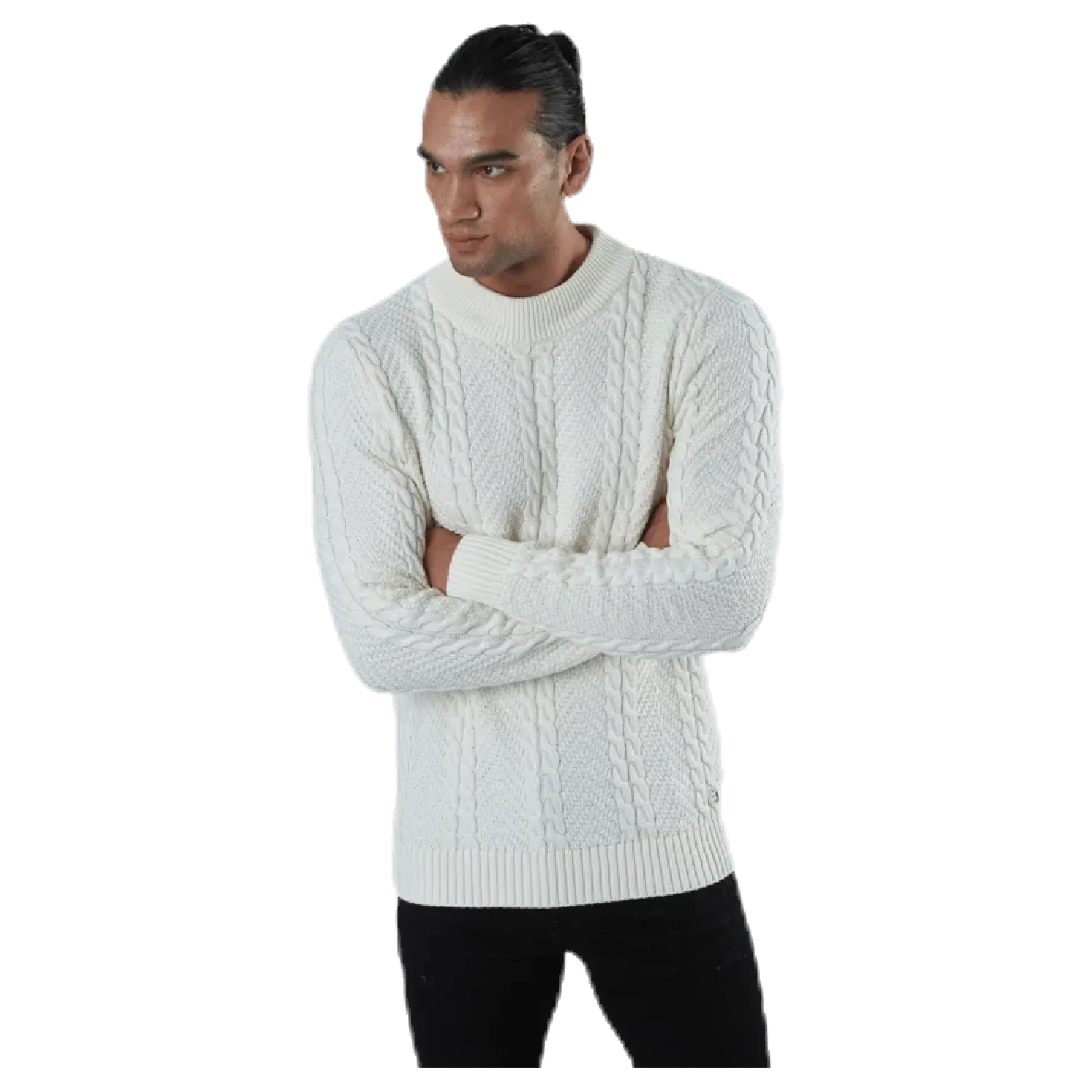 Julian Knit Cable High Neck White
