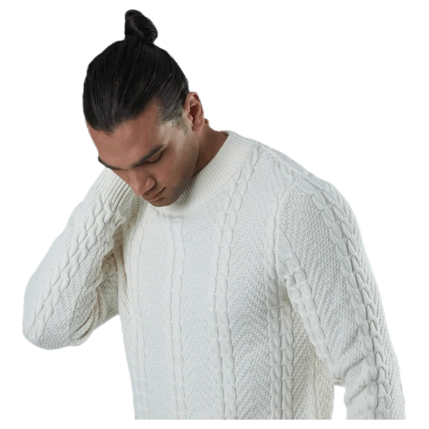 Julian Knit Cable High Neck White
