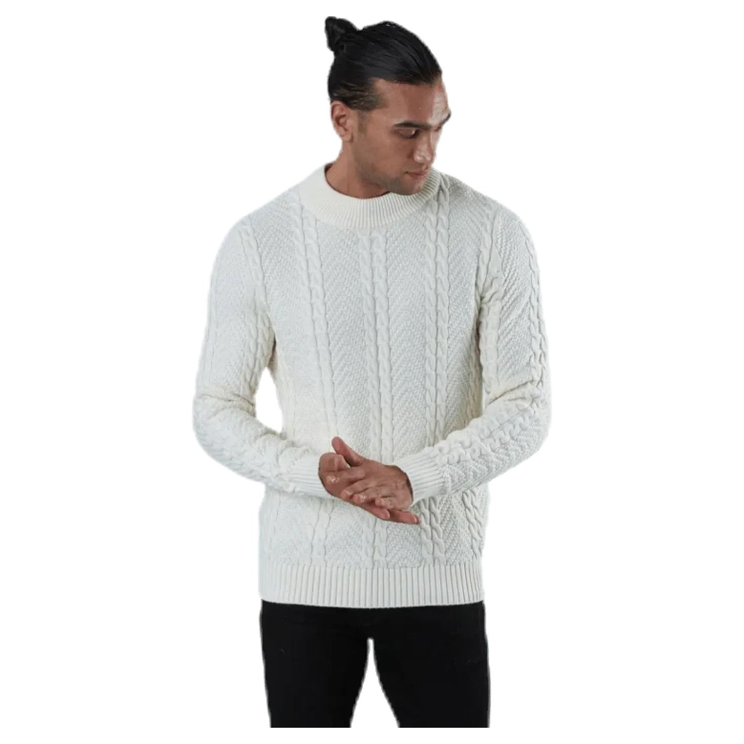Julian Knit Cable High Neck White