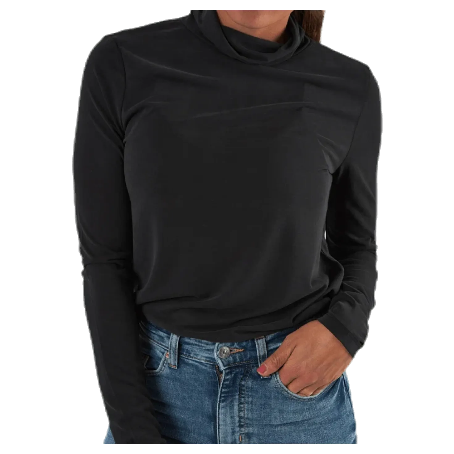Kamala Ls Rollneck Top Black