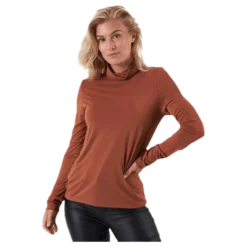 Kamala Ls Rollneck Top Brown