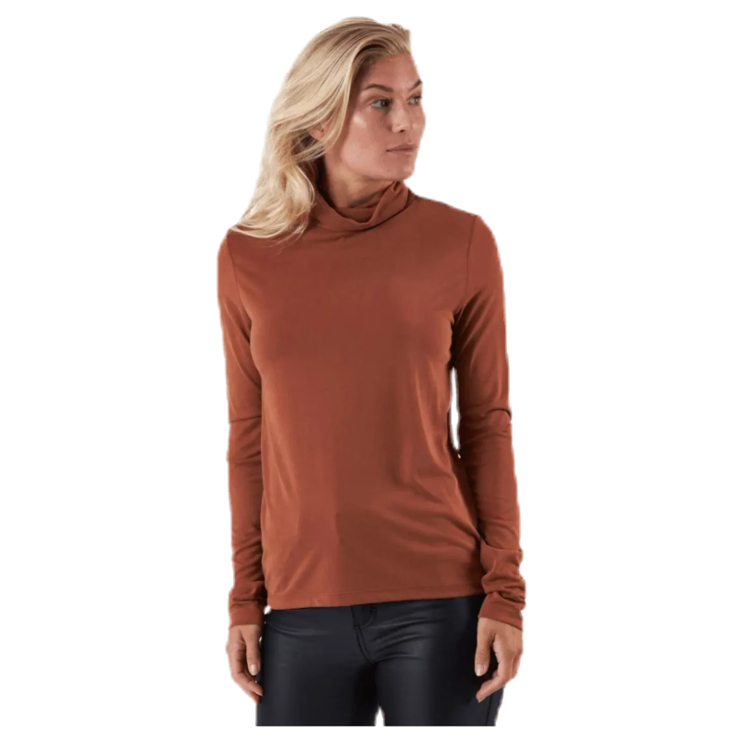 Kamala Ls Rollneck Top Brown