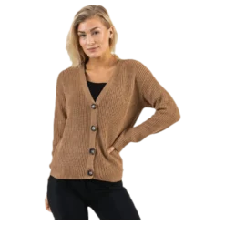 Karie Ls Knit Cardigan Beige