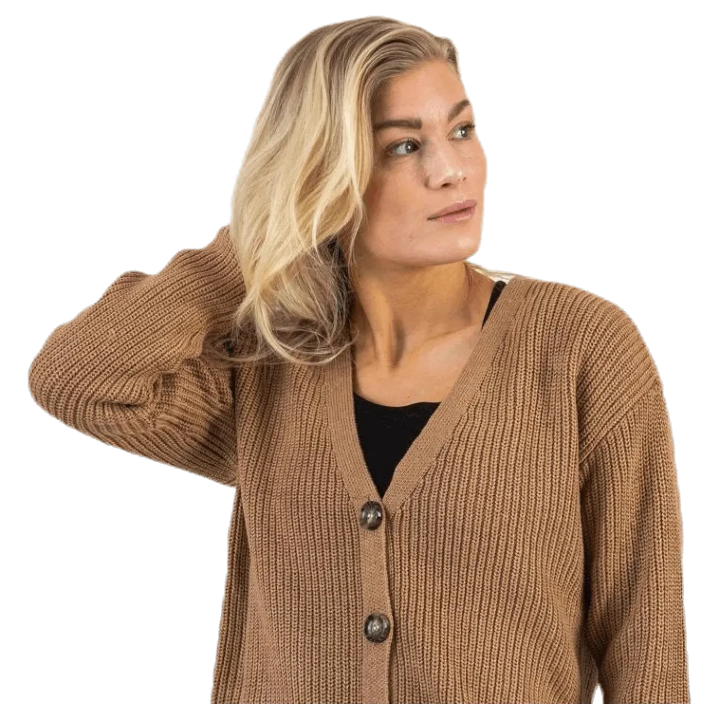 Karie Ls Knit Cardigan Beige