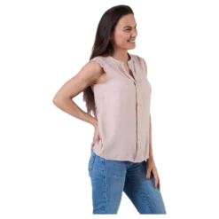 Kimmi S/L Top Wvn Pink