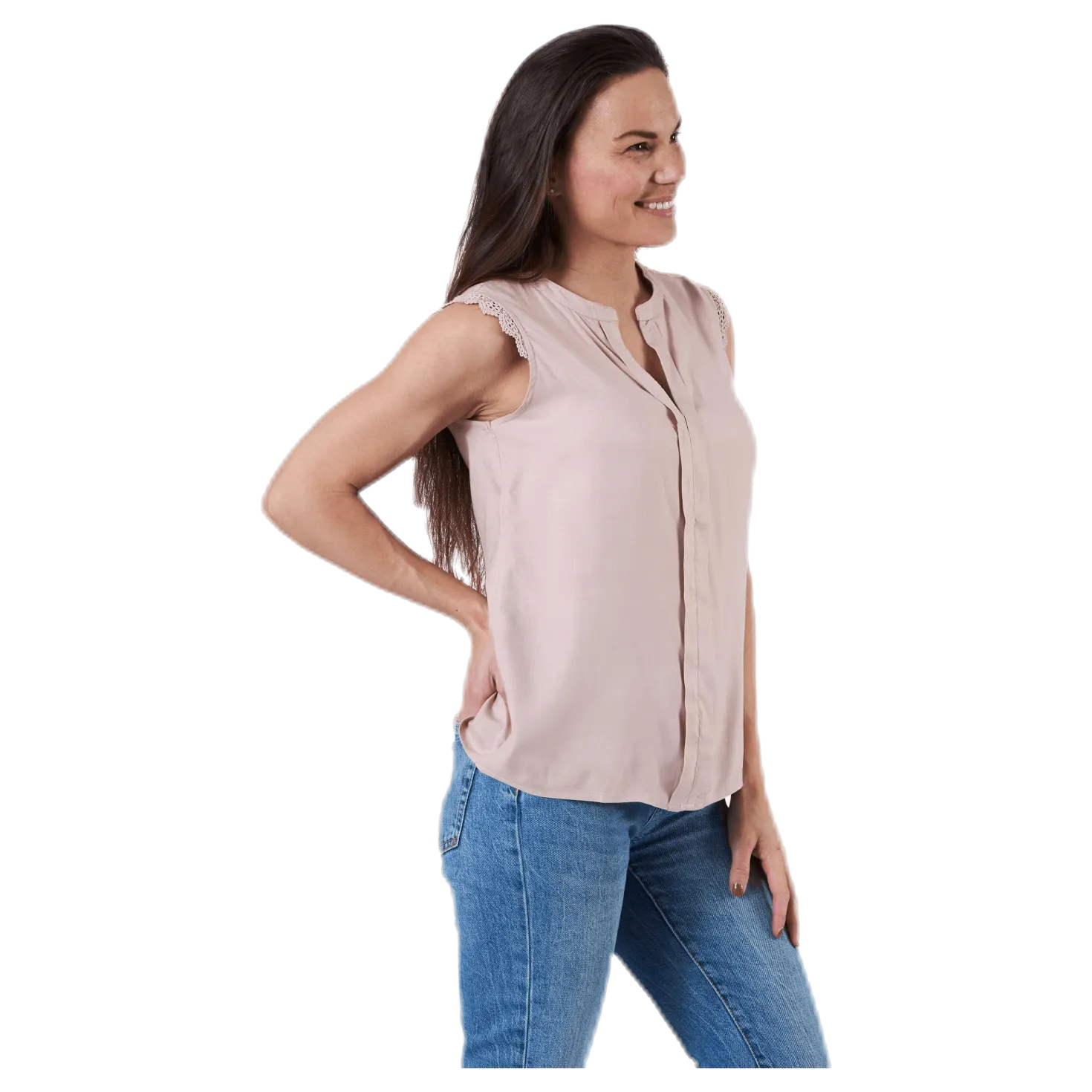 Kimmi S/L Top Wvn Pink
