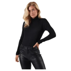 Lela Life L/S Rollneck Top Jrs Black