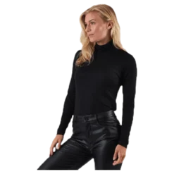 Lela Life L/S Rollneck Top Jrs Black