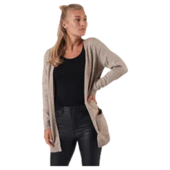 Lesly L/S Open Cardigan Knt Beige