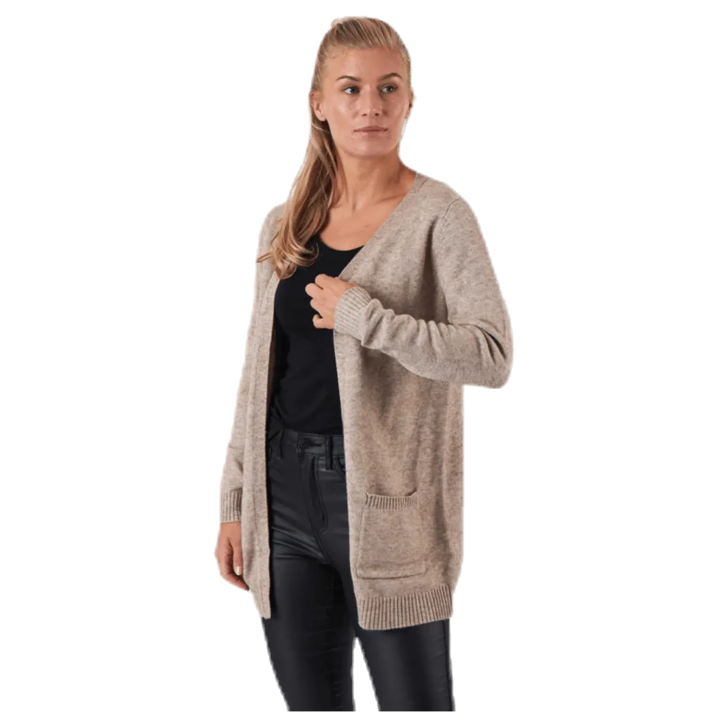 Lesly L/S Open Cardigan Knt Beige