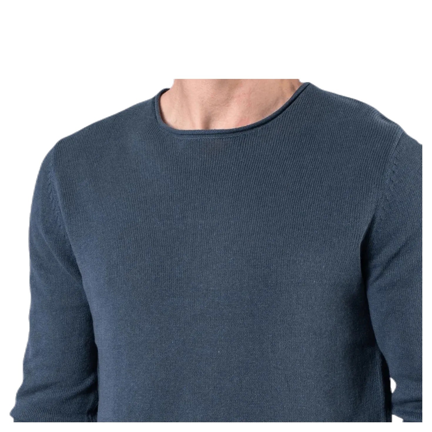 Linen Knit Crew Neck Blue