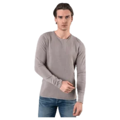 Linen Knit Crew Neck Grey
