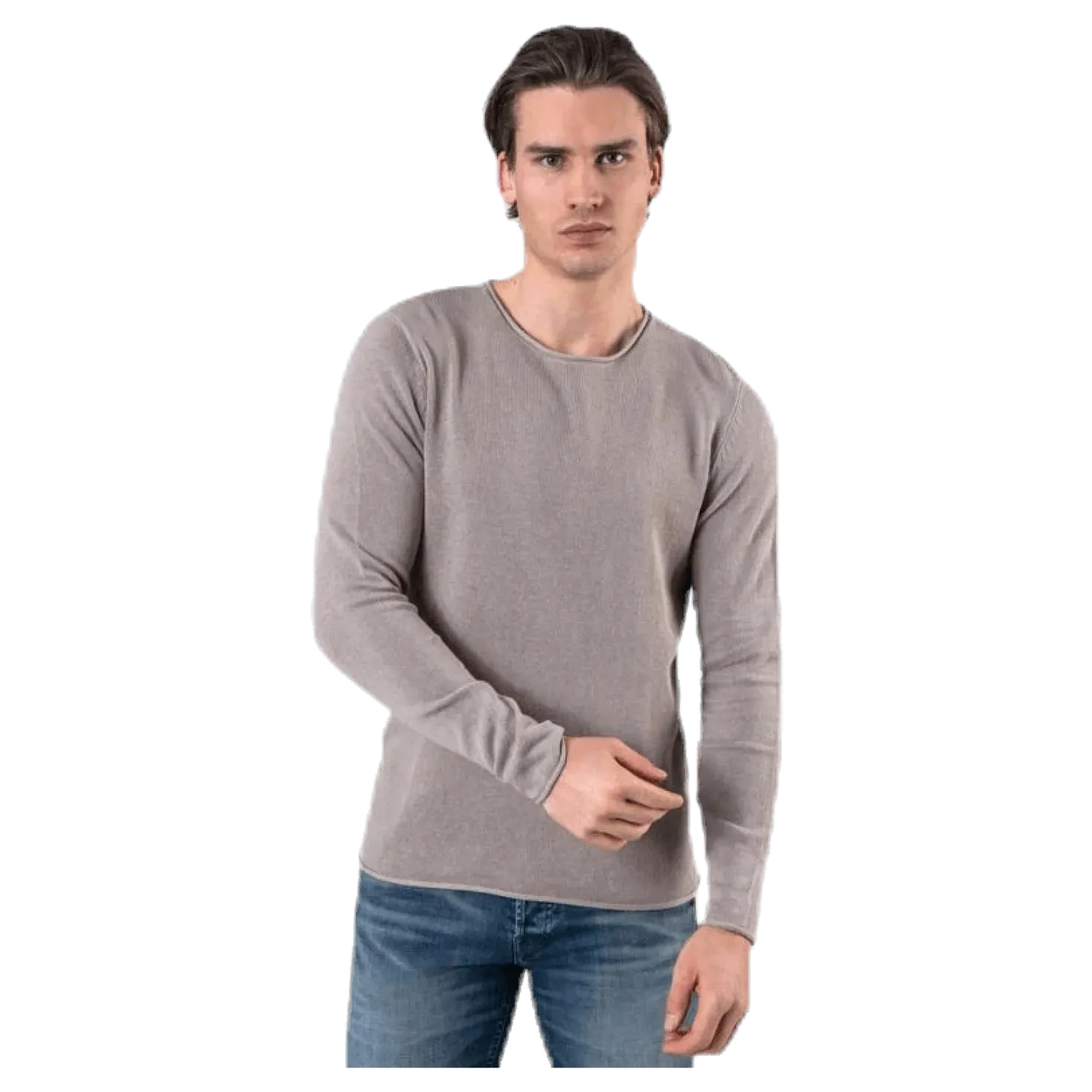 Linen Knit Crew Neck Grey