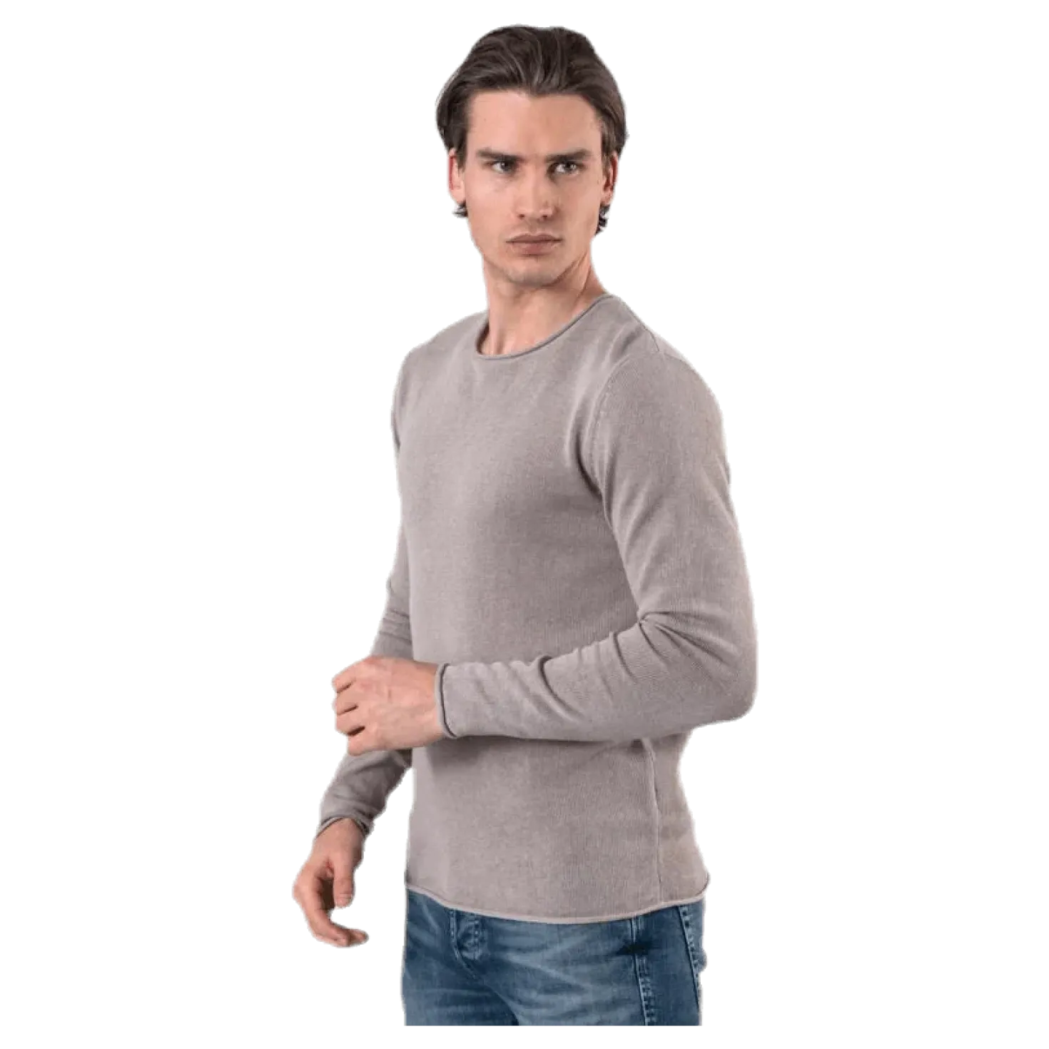 Linen Knit Crew Neck Grey