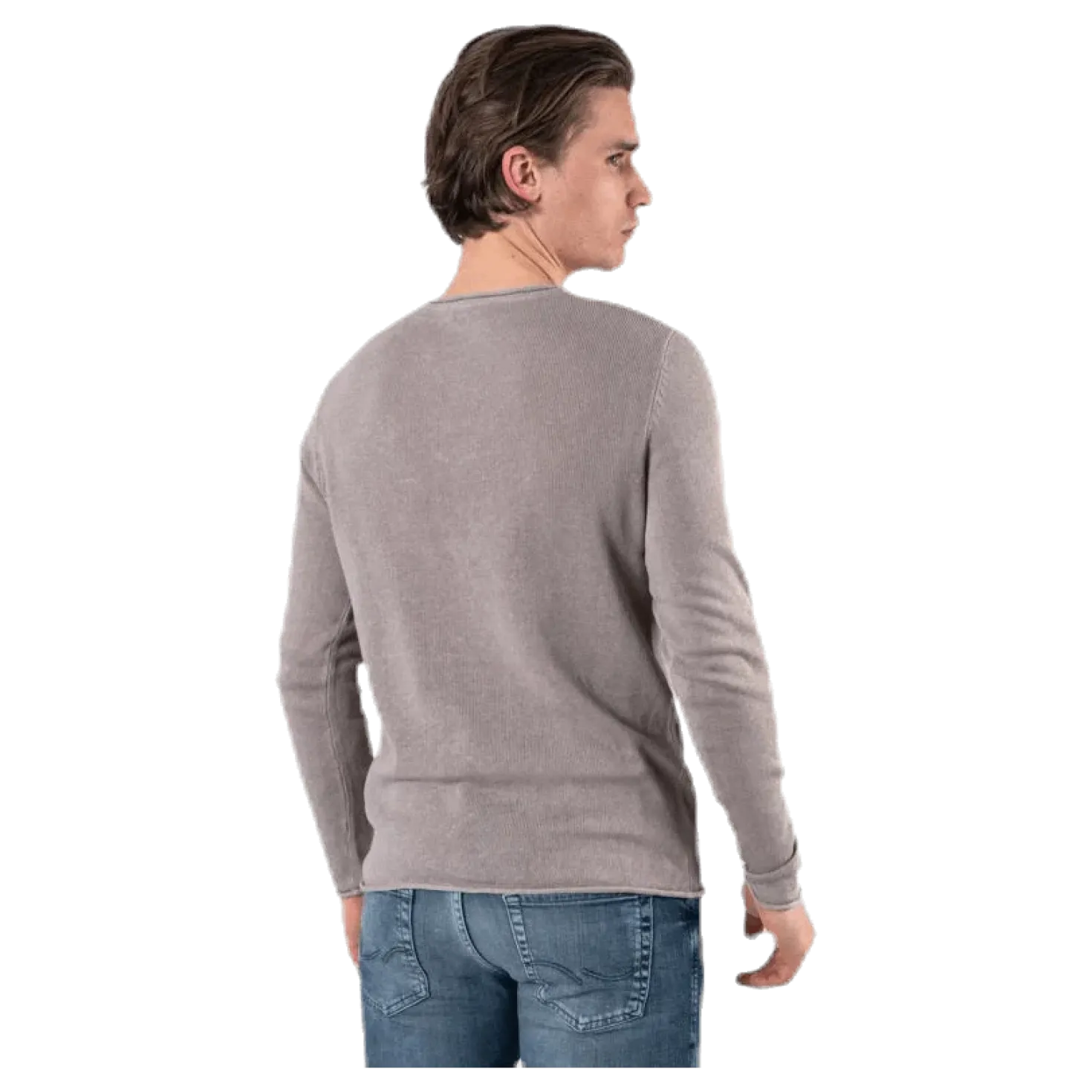 Linen Knit Crew Neck Grey