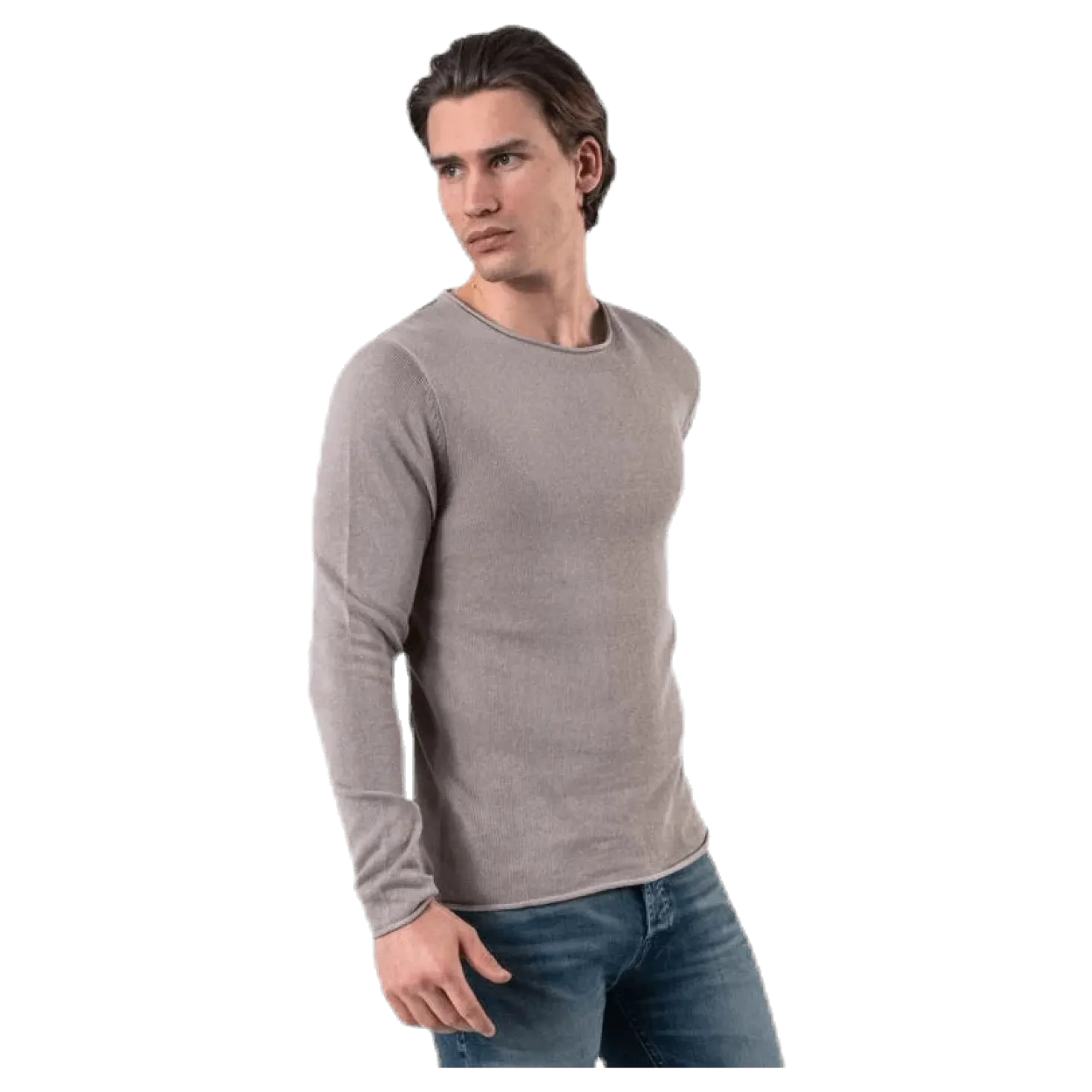 Linen Knit Crew Neck Grey