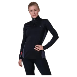 Long Sleeve 1/2 Zip Top Black